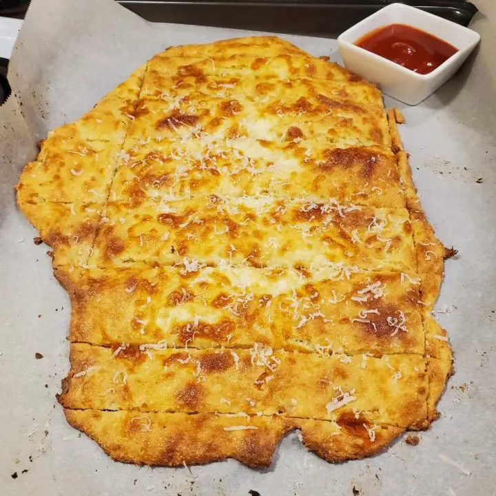 Perfectly browned Keto Cheese Breadsticks