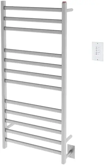 Ancona Prima Dual XL 12-Bar Hardwired and Plug-in Electric Towel Warmer in Brushed Stainless Steel with Wall Countdown Timer