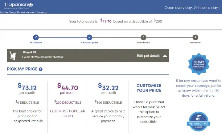 Trupanion Pet Insurance Quote