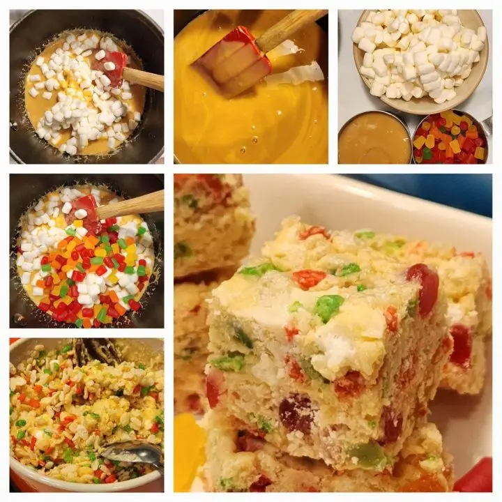 How to make Christmas White Chocolate Gumdrop Rice Krispie Squares Fudge