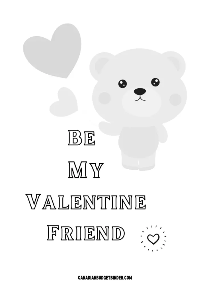 Be My Valentine Friend Free Coloring Printable for Kids