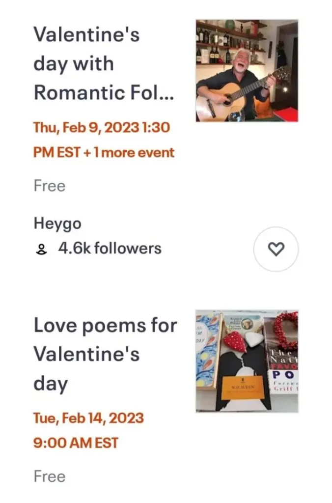 Event Brite Free Online Valentine's Day Events