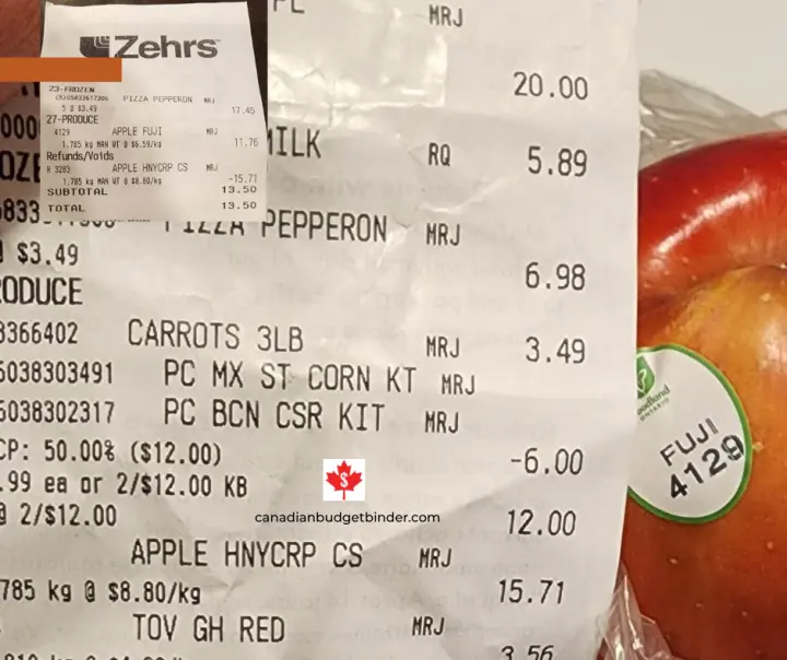 Grocery Receipt Errors Zehrs Apples