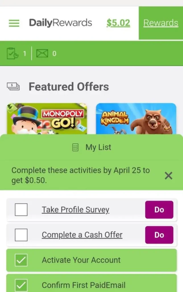 Daily Rewards Profile Survey