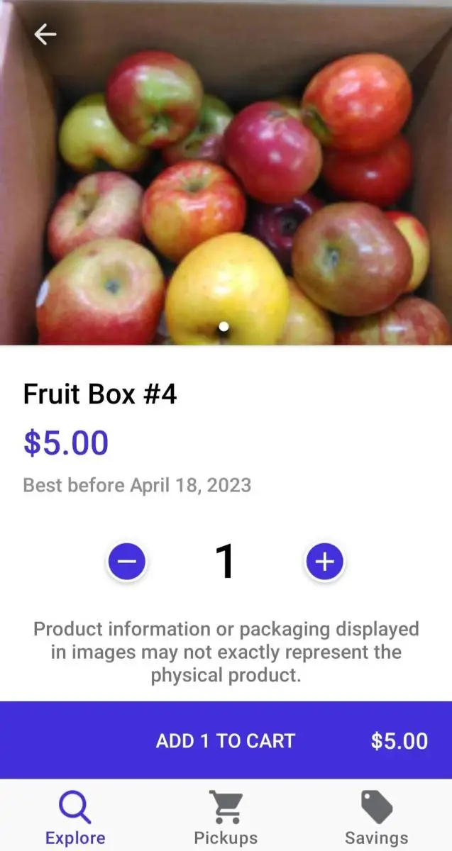 Flashfood app fruit box apples 5 dollars