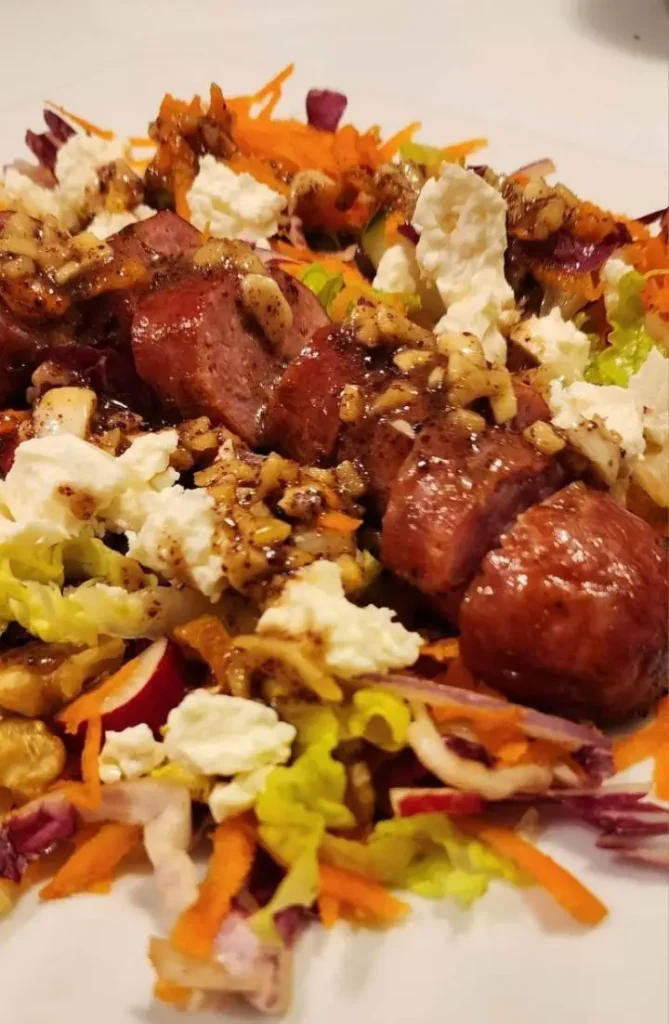 Sumac Crunchy Coleslaw with BBQ Italian Sausages