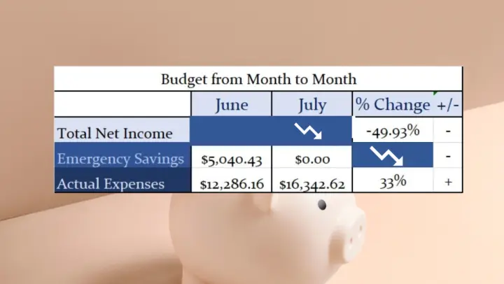 Budget from Month To Month July 2023