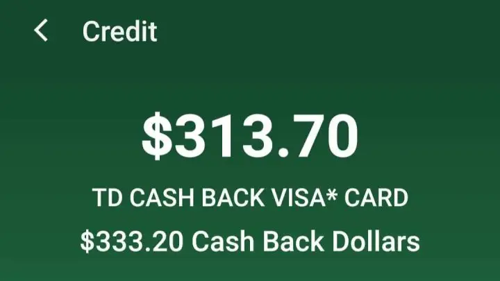 TD Credit Card Cash Back Savings