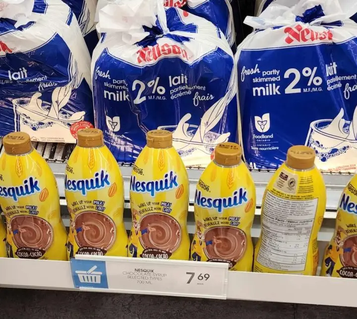 The retail price of Chocolate Nesquick at Shoppers Drugmart
