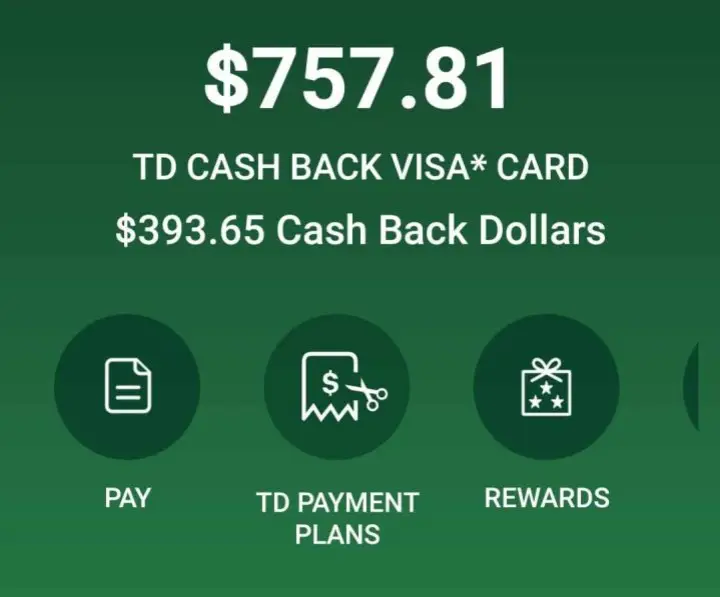 TD Cash Back Visa December 2023