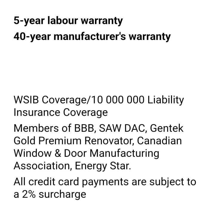 Labour warranty and manufacturers warranty vinyl siding, soffits and fascia 2023