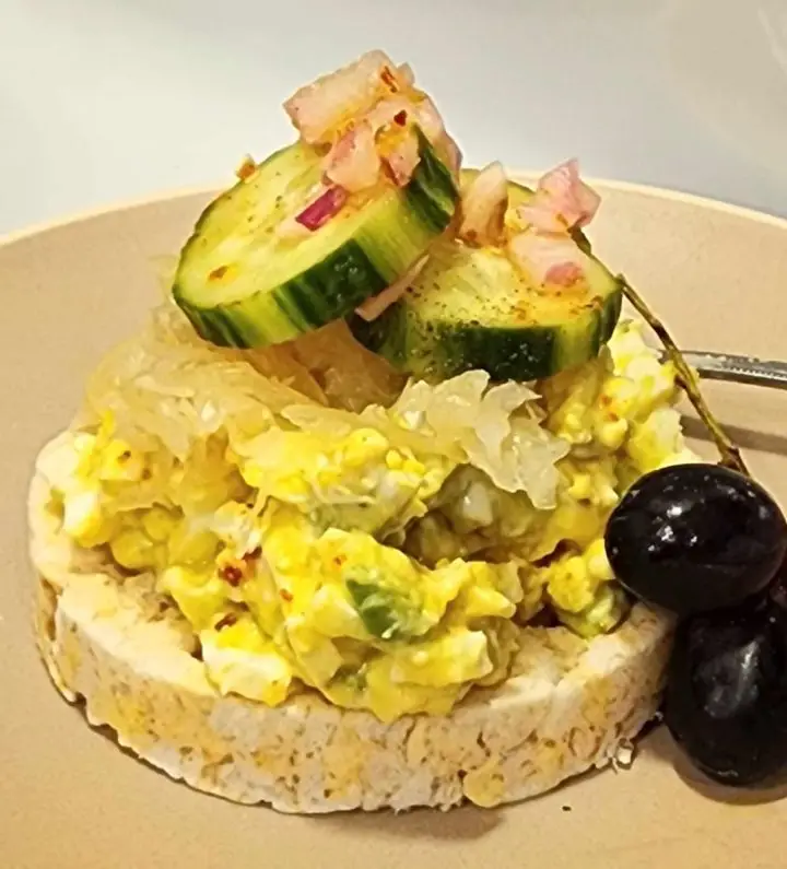 Avocado Egg Salad On A Rice Cake