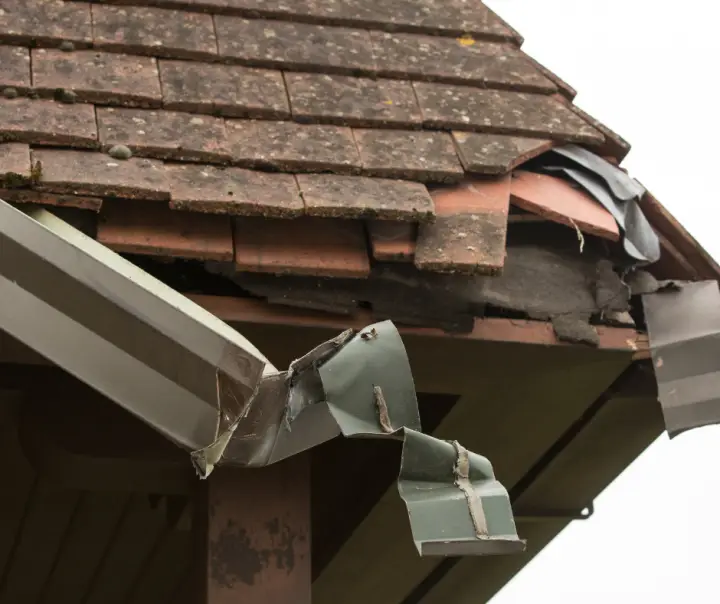 Damaged Gutters, Fascia, and End Of Roof