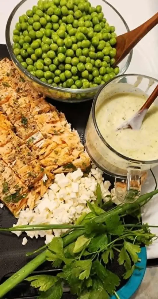 Baked Atlantic Salmon Green Peas Salad