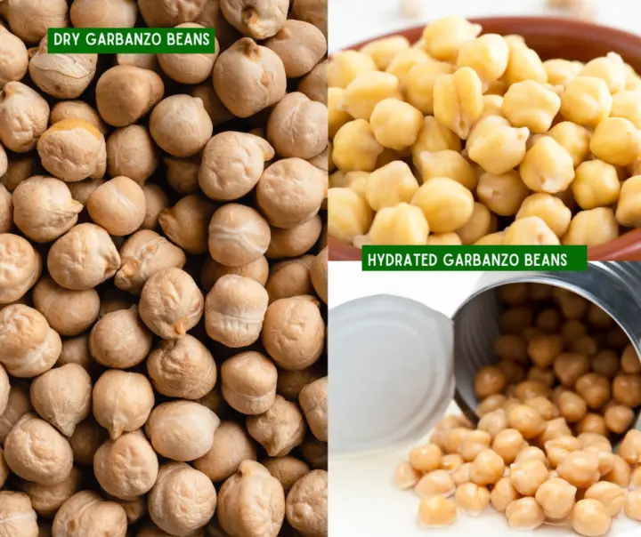 Dry and Hydrated Garbanzo Beans