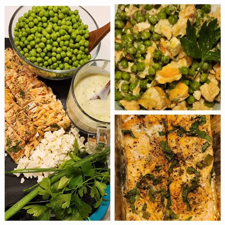Herbed Maple Atlantic Salmon and Green Peas Salad
