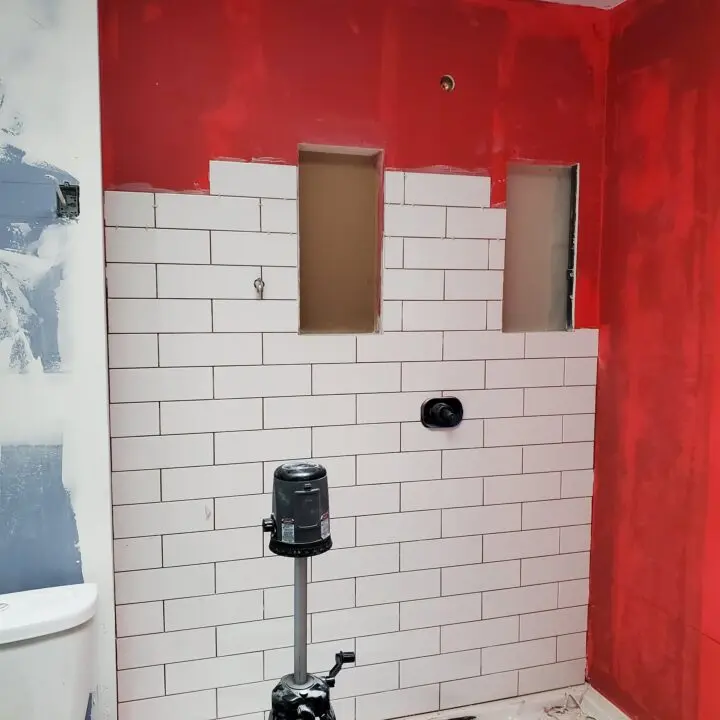 Master Bathroom Renovation Shower Subway Tiles Installation