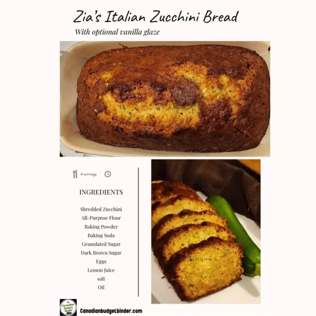 One Bowl Zia's Italian Zucchini Bread