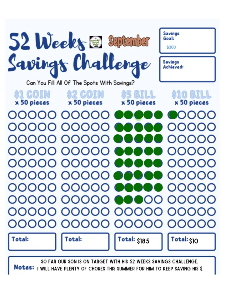 September 2024 52-Week Savings Challenge Update