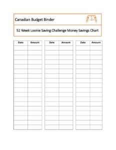 52 Week Loonie Money Savings Chart pdf preview