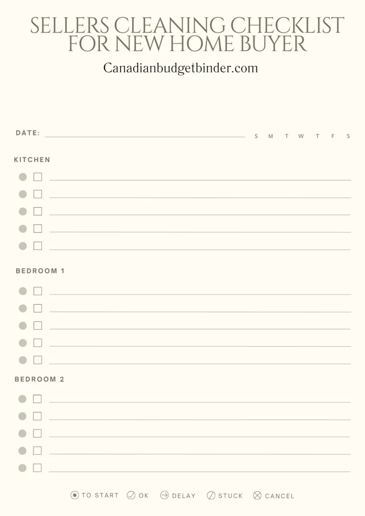 Seller Cleaning Checklist For New Home Buyer Printable Package