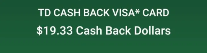 TD Visa Cashback November 2024