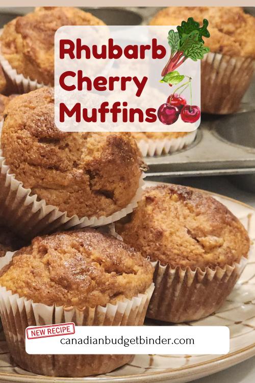 Quick Rhubarb Cherry Walnut Muffins