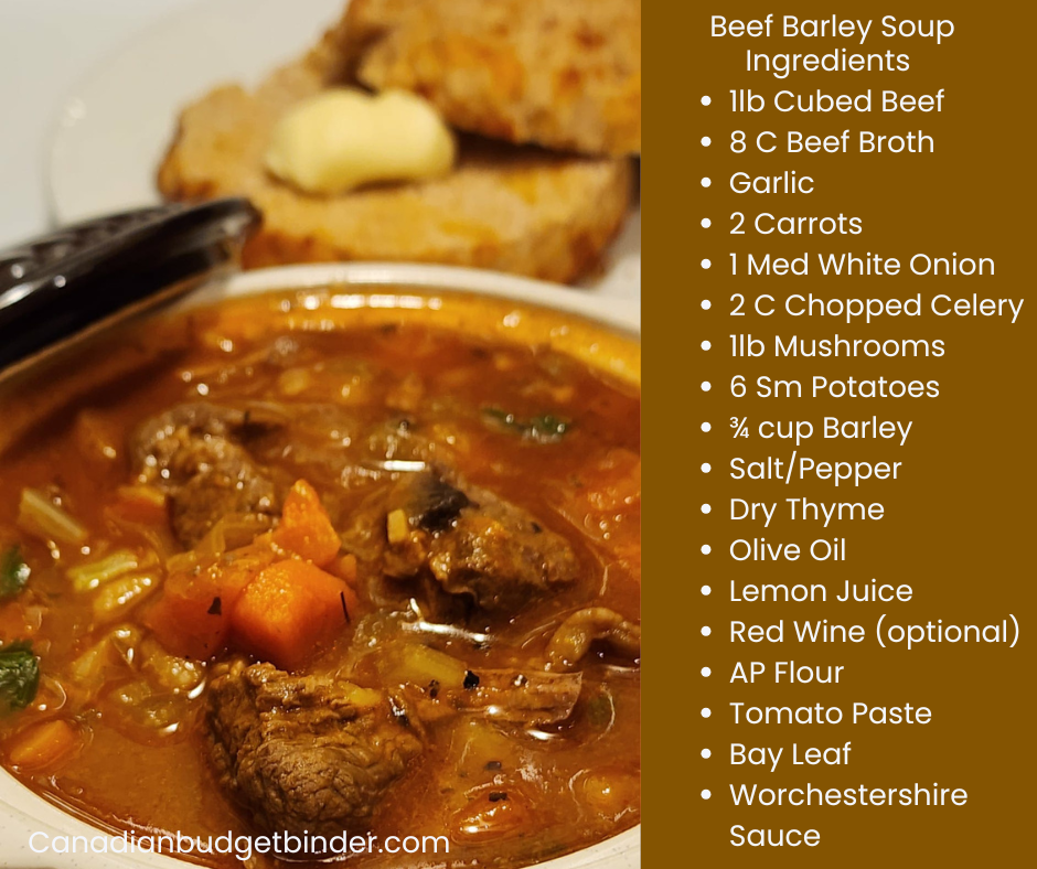 Beef Barley Soup Ingredients List