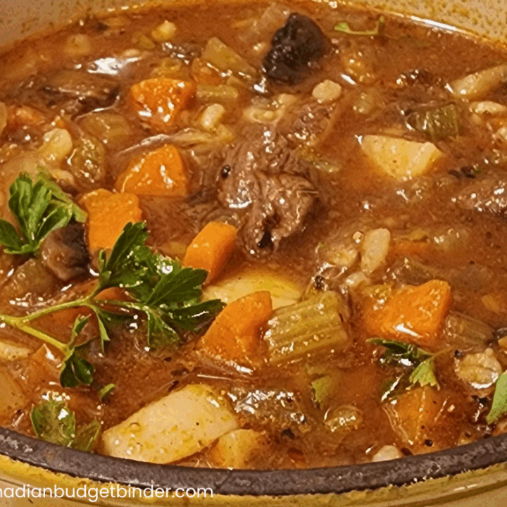 Dutch Oven Pot of Beef Barley Soup