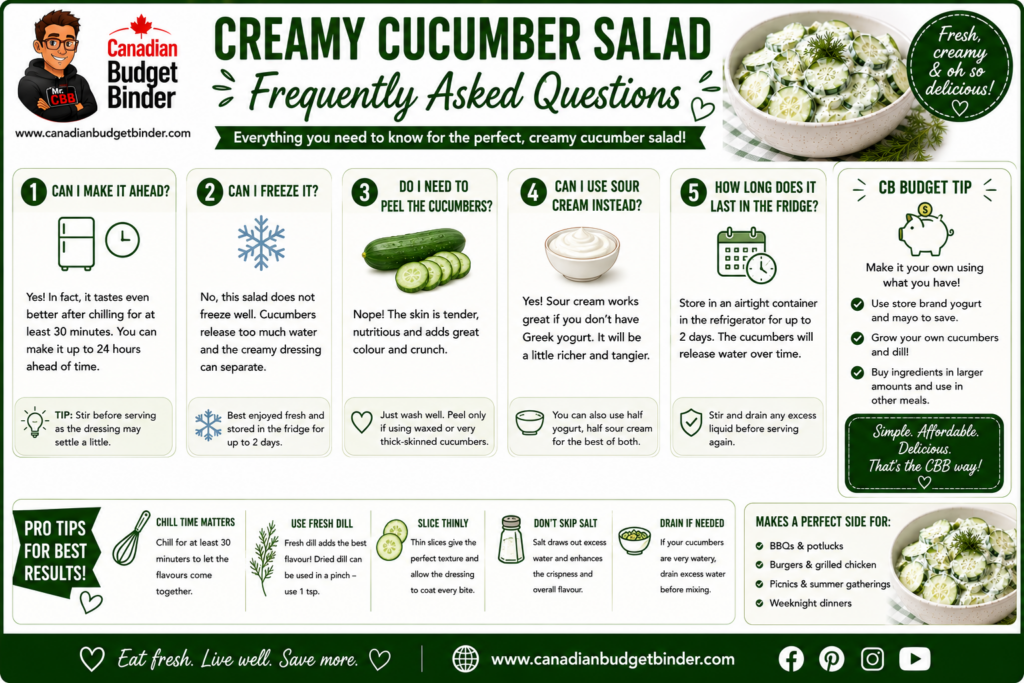Creamy Cucumber Salad Frequently Asked Questions