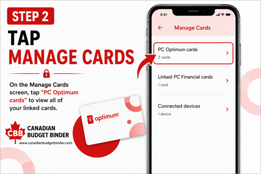 Step 2 Tap Manage Cards