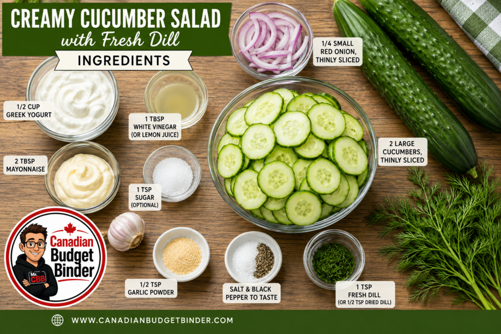 Creamy Cucumber with Fresh Dill Ingredients