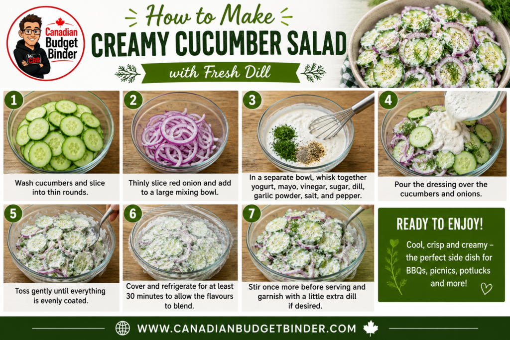 How To Make Creamy Cucumber Salad with Fresh Dill Steps