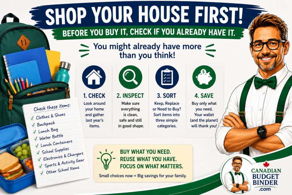 Shop your house first checklist for saving money on back-to-school shopping