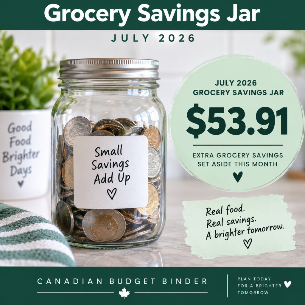 Grocery Savings Jar Budget Tracker July