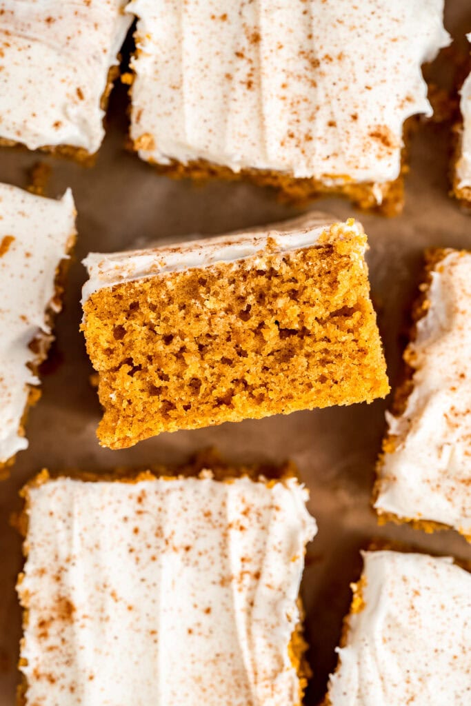 Pumpkin bars with cream cheese frosting from The Cookin' Chicks